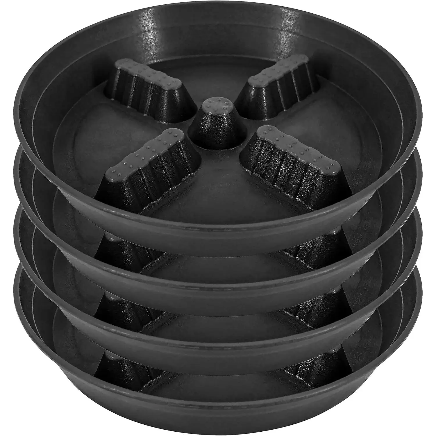4 Pack  Saucer 8 inch, 10 12 14 17 inch,  Stand Plastic  Saucers for Indoors Outdoor, Heavy Duty Flower Planter Drip Trays for Pots, Pot Saucers for , Grow Bags Saucers