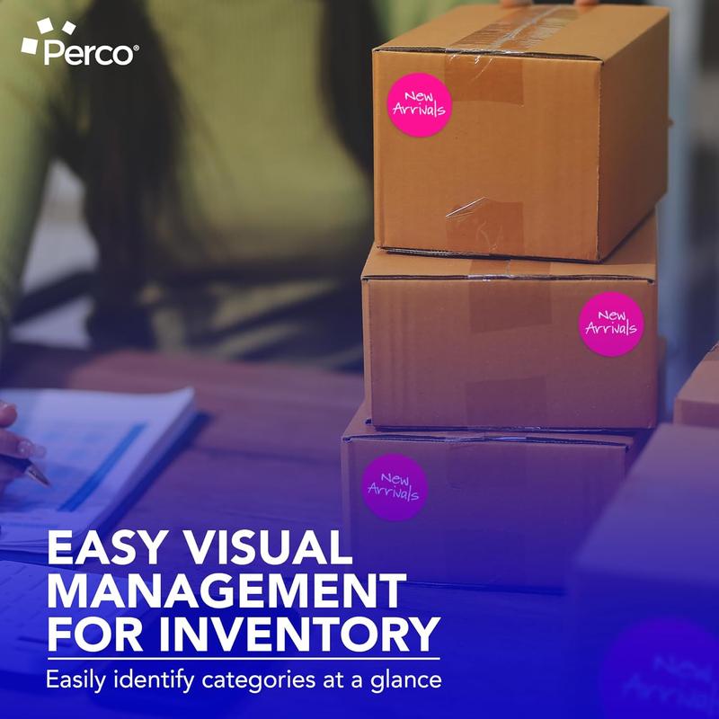 Perco 3-Inch Round Circle Dot Sticker Labels with Easy Peel Perforation - 500 Labels per Roll Strong Adhesion Vibrant Colors for Organizing Crafting & More Made in USA