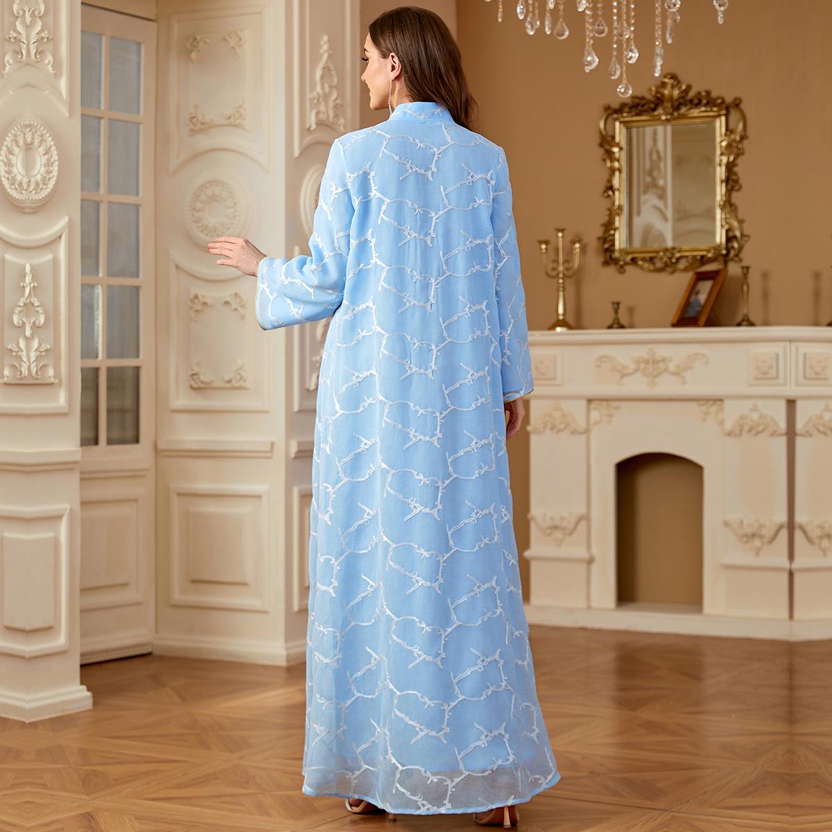 Ramadan Dubai Woman’s Abayas Embroidered Sequin Floral Patter V-Neck Elegant Casual Kebaya Muslim Long Dress Ramadan Dubai Woman’s Abayas Embroidered Sequin Floral Patter V-Neck Elegant Casual Kebaya Muslim Long Dress