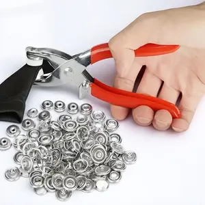 Heavy Duty Fabric Punch Pliers with Non-Slip Grip, Corrosion-Resistant Stainless Steel Tool Set for Metal Buttons, DIY Garment & Bag Hardware Installation, Crafting and Sewing Kits