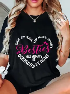 100% Cotton Besties will always be connected by Heart | BFF Best Friends T-Shirt