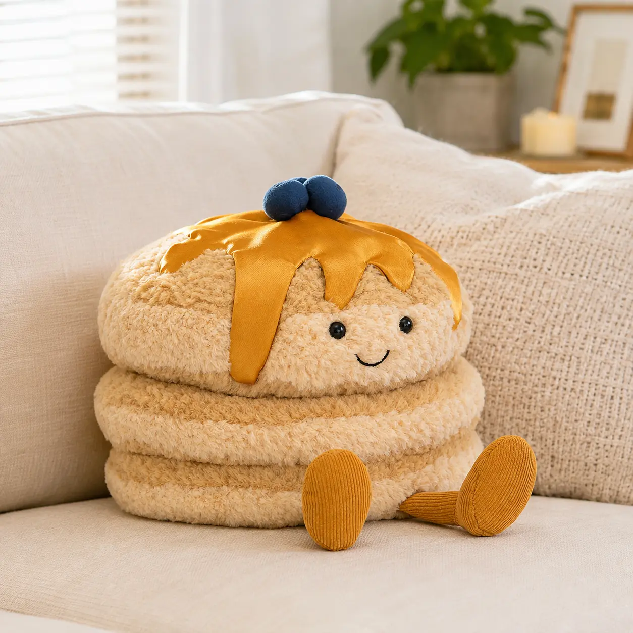 Jellycat Amuseables Pancakes Plush – Soft Breakfast Stuffed Toy with Syrup & Blueberries