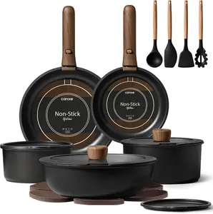 CAROTE 19pcs Pots and Pans Non Stick, Cookware Sets Detachable Handle, Induction Kitchen Pots and Pans,NonStick Cooking Set, Oven/Dishwasher/Fridge Safe, Space Saving