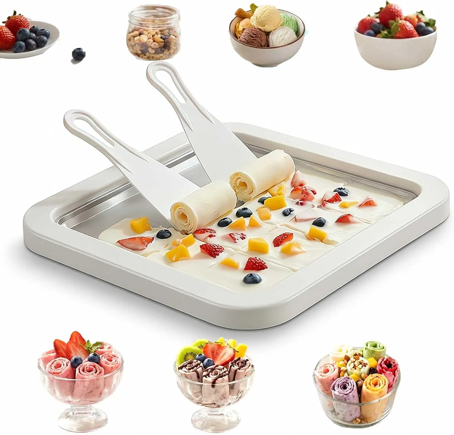 UOYGAO Ice Cream Maker Machine - Food-Grade SUS304 Stainless Steel Rolled Ice Cream Cool Plate, Instant Gelato & DIY Slushy Kit for Parent-Child Kitchen Activities, Birthday/Christmas/Easter Gifts for Boys and Girls, Easy Cleanup