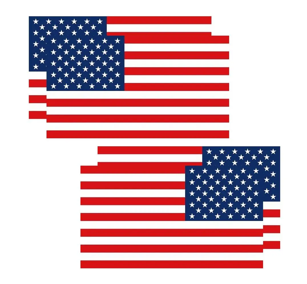 PatriMade 6" x 3.4" Reflective American Flag Decal Set – 4 Pack (2 Forward & 2 Reversed) – Red/White/Blue Patriotic US Flag Stickers for Vehicles, Laptop, Water Bottle or Hard Hat