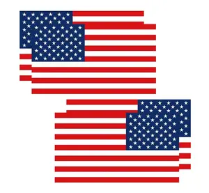 PatriMade 6" x 3.4" Reflective American Flag Decal Set – 4 Pack (2 Forward & 2 Reversed) – Red/White/Blue Patriotic US Flag Stickers for Vehicles, Laptop, Water Bottle or Hard Hat