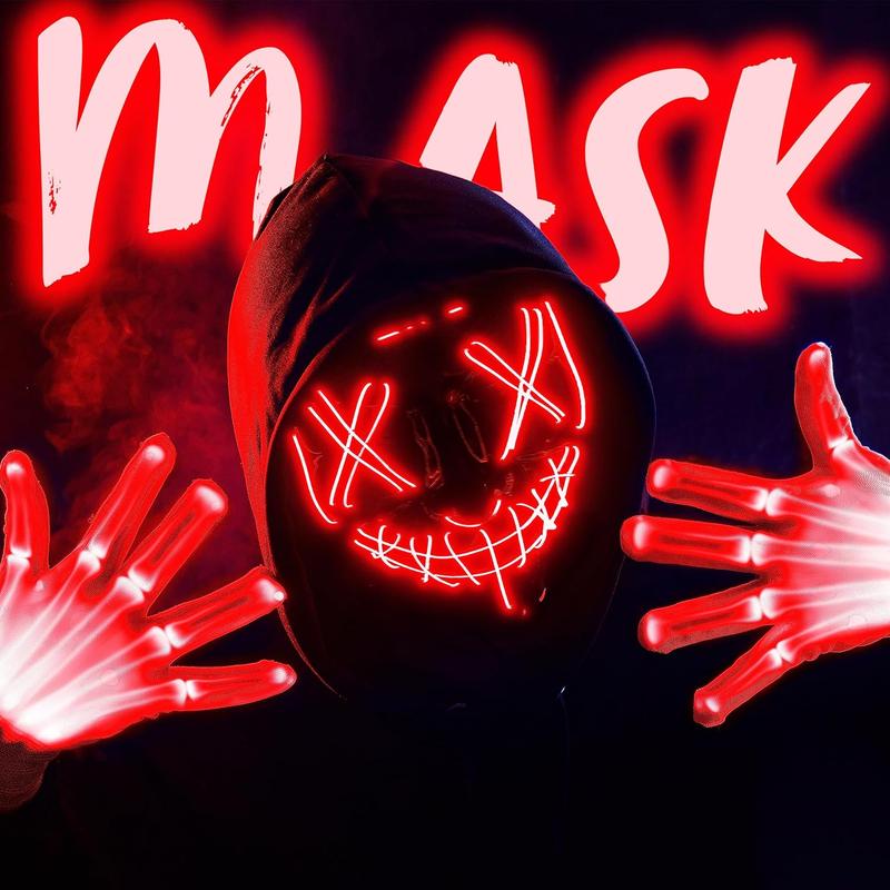 LED Halloween Mask with 4 Lighting Modes, Scary Spooky Mask for Festival Cosplay, Halloween Costume Masquerade Parties, Carnival, Gifts