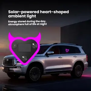 Solar/USB Triangle Window Devil Heart-Shaped Light Car LED Window Decoration Heart Neon Light Wiring Free LED Atmosphere Light Ambient Lights