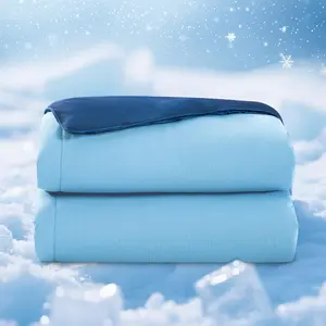 Cooling Comforter  Size,Double-Sided Cooling Blanket for Hot Sleepers,Blue Summer Comforter for  Size Bed,Breathable & Soft & Silk Smooth Bedding Comforter - 90" x 90"