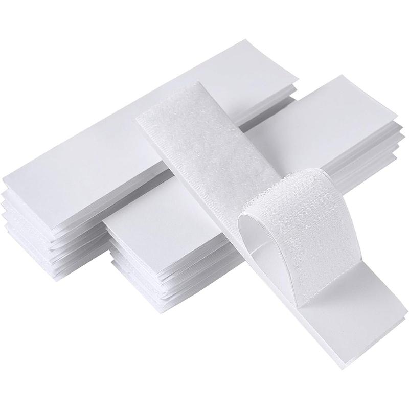 Hook and Loop Strips with Adhesive 1x4 inch Strips with Adhesive 10 Sets Strong Sticky Back Fasten Mounting Tape Instead of Holes and Screws for Home or Office Use(White)