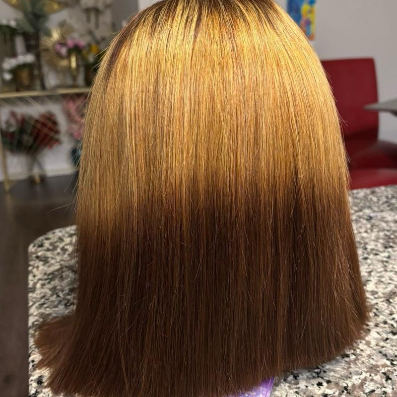 3 tone human hair bob wig 10 inches.