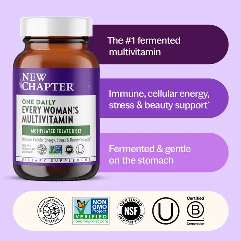 New Chapter Every Woman's One Daily Multivtamin, Vitamins for Women + Immune, Beauty + Energy Support with Fermented Nutrients - 30ct