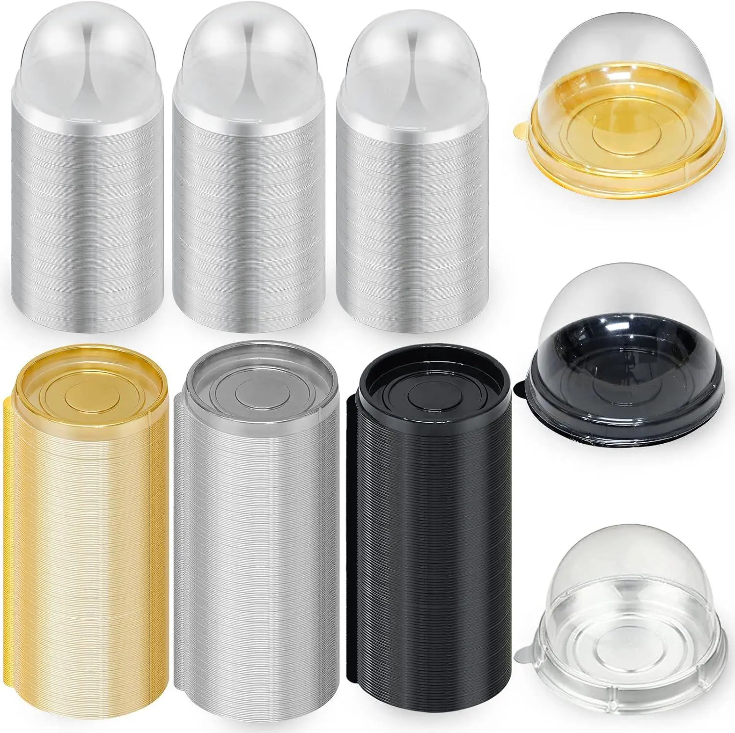 300 Pcs Circular Plastic Bakeware Mini Dessert Containers with Lids, Suitable for Egg Yolk Pastries, Cookies, Chocolates & Ideal for Home Baking, Weddings
