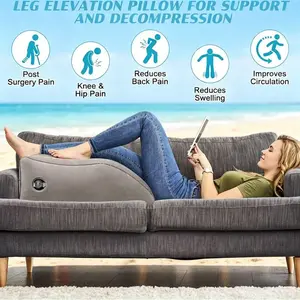 Inflatable Back Support Leg Elevation Pillow, Ergonomic Wedge to Reduce Waist Pressure & Boost Comfort, Perfect for Post-Surgery, Back Pain Relief, Hip/Ankle Support, Durable Cover