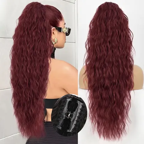 N NAYASA Women's 26 In Classic Curly Claw Ponytail Extension, Fluffy Natural-Looking Synthetic Fiber Hairpiece for Ponytail Hairstyles & Fashion Show, Clip Hair Extensions
