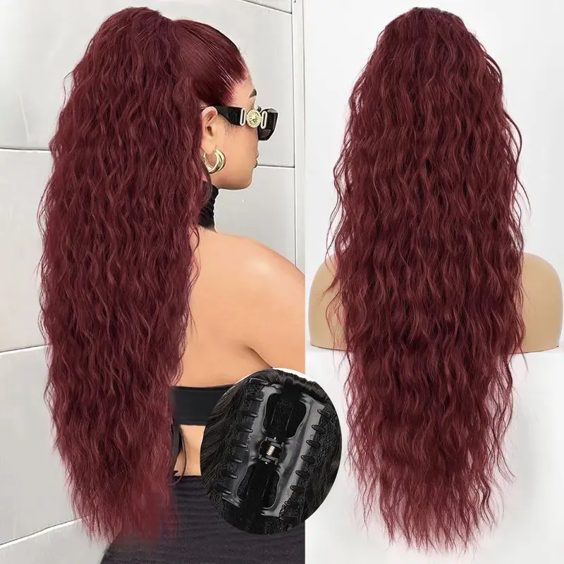N NAYASA Women's 26 In Classic Curly Claw Ponytail Extension, Fluffy Natural-Looking Synthetic Fiber Hairpiece for Ponytail Hairstyles & Fashion Show, Clip Hair Extensions