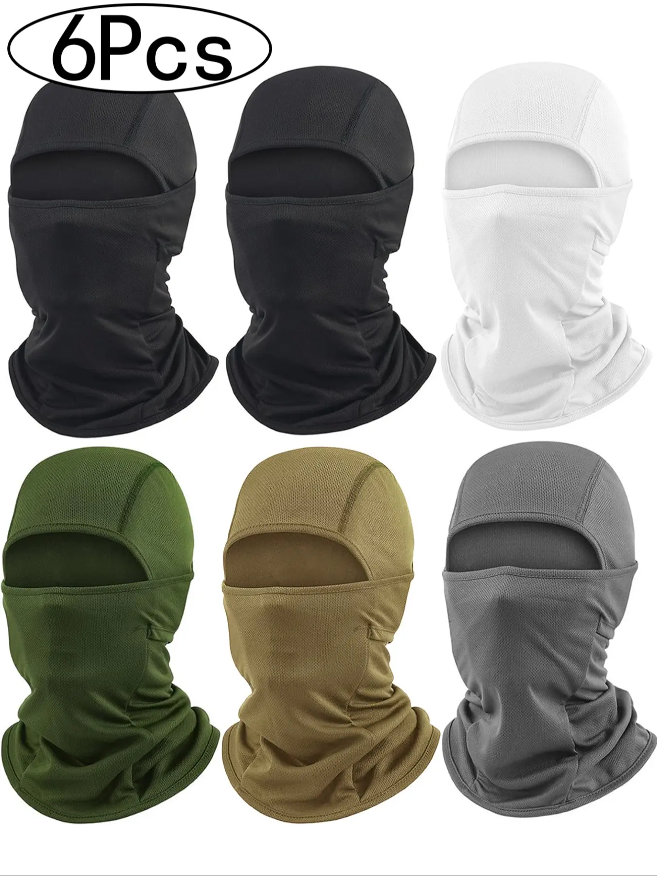 6Pcs-Winter Warm Motorcycle Helmet Cover, Cycling Ski Face Mask, Balaclava Headwear, Unisex Riding Gear, Sporty Style, All Seasons Use, Plain Pattern, Riding Accessories, Protective Gear, Motobike Riders Gear