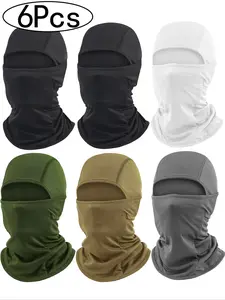 6Pcs-Winter Warm Motorcycle Helmet Cover, Cycling Ski Face Mask, Unisex Riding Gear, Sporty Style, All Seasons Use, Plain Pattern, Riding Accessories