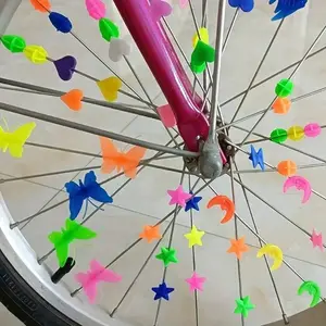 36pcs Bicycle Spoke Beads Decorative Bike Spoke Clips Moon Star Heart Shapes Random Colors Styles Cycling Accessories