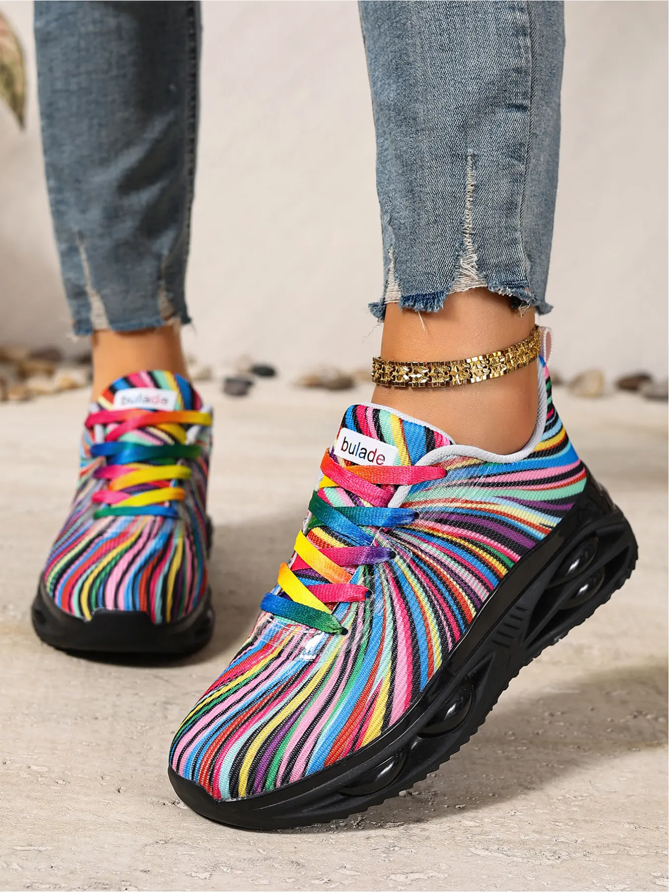 Women's Lace-Up Colorful Jelly Platform Sneakers - Lightweight Breathable Casual Walking Shoes for Outdoor Sports & Daily Wear, Everyday Shoes, Breathable Lightweight Footwear