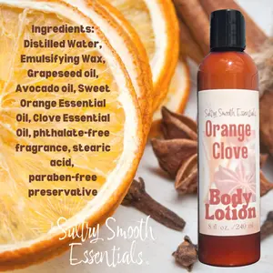 Orange Clove Body Lotion - Jojoba + Avocado oils for all-day hydration.