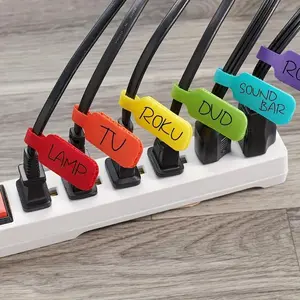 [Durable Cable Ties] 32pcs Durable MultiColor Cable Ties - Write-On Cord Labels for Organization & Identification, No Battery Required, Desk Cable Organizer