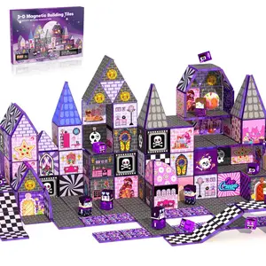 90PCS Magnetic Tiles Stacking Building Blocks Set | STEM Educational Toys for Kids | Compatible with Lego| Montessori Learning|Creativity & Spatial Thinking|Safe Material |Creative Construction | Perfect Christmas Gift for Boys Girls 3+