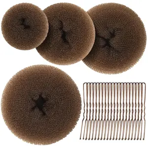 Hair Bun Maker for Kids Girls - Hair Donuts, Ballet Bun in 4 Sizes, Light Brown
