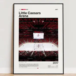 Little Caesars Arena Poster, Sports Poster, Mid Century Modern, Hockey Fan Gift Print