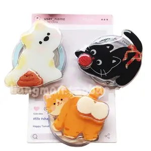 Cute Magnetic Phone Grip Swappable Secure Rotatable Kitten Puppy Grip for iPhone 17 16 15 14 13 Pro Max Plus Air Adorable Animal Faces Lightweight Durable Acrylic Material