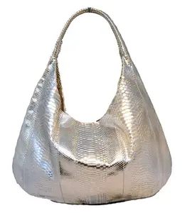 Pre-owned Devi Kroell Python Snakeskin Exterior Shoulder Bags Silver Snakeskin Xxl Hobo Shoulder Bag