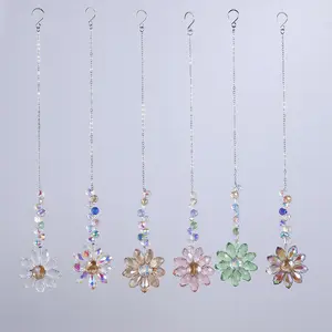 6Pcs Crystal Sunflower Suncatchers Hanging Ornaments, Rainbow Maker Sun Catchers Indoor Window Outdoor Patio Garden Decor Gifts - Home Improvement.