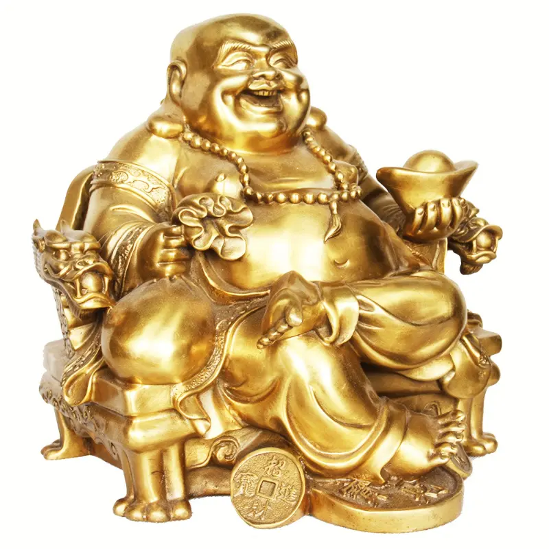 1pc Casting Resin Laughing Buddha Figurine on Dragon Chair - No Electricity Needed Fengshui Ornaments, Buddhist Sculpture, Religious Home Decor Collectible for Good Luck, Ideal Holiday Gift, Casting Resin Fengshui Ornaments