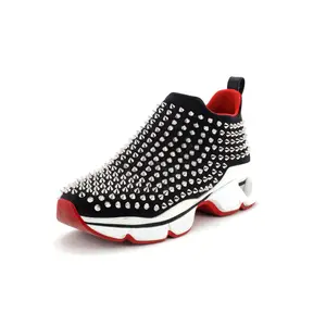 Pre-owned Christian Louboutin Women's Spike Sock Sneakers Spiked Neoprene by Rebag