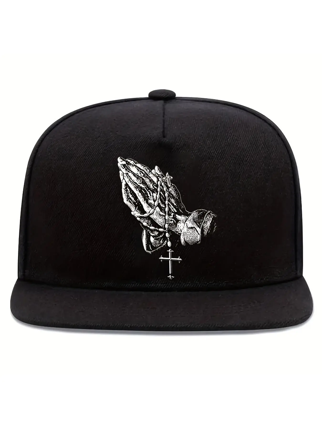 Unisex Street Trend Cross & Prayer Print Baseball Cap, Casual Trendy Adjustable Hat, Fashionable Hat for Men & Women for All Season, Adjustable Snapback Cap, Adjustable Streetwear Hat, Hat with Cross