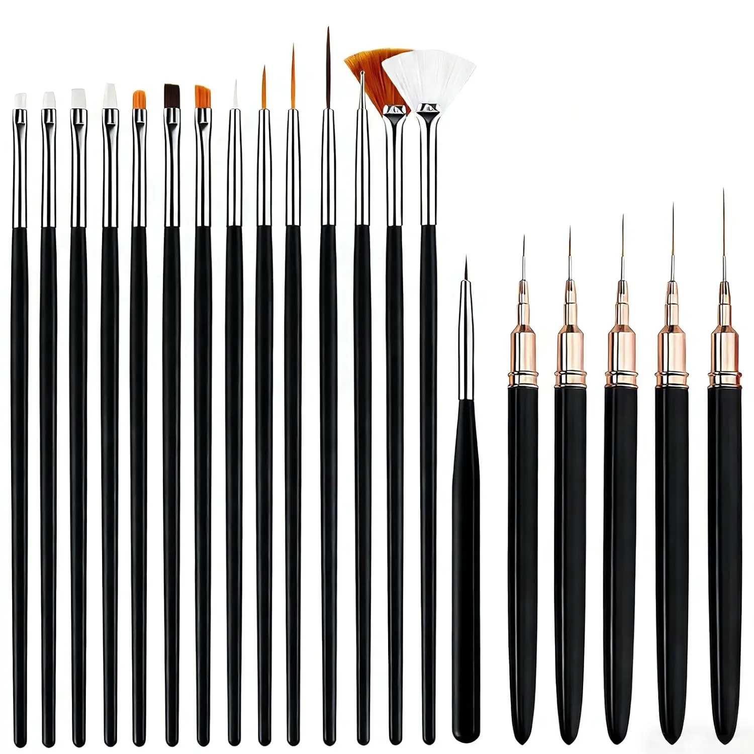 Nail Art Pens Set, Liner Brushes, Nail Art Brushes Tools For Long Lines, Thin Details, Fine Drawing, Liner Brush Polish Painting Nail Design (Black)