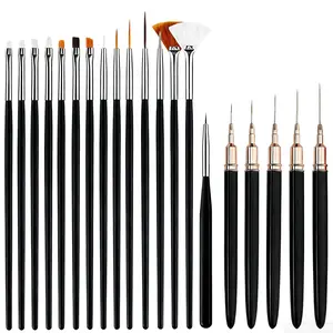 Nail Art Pens Set, Liner Brushes, Nail Art Brushes Tools For Long Lines, Thin Details, Fine Drawing, Liner Brush Polish Painting Nail Design (Black)