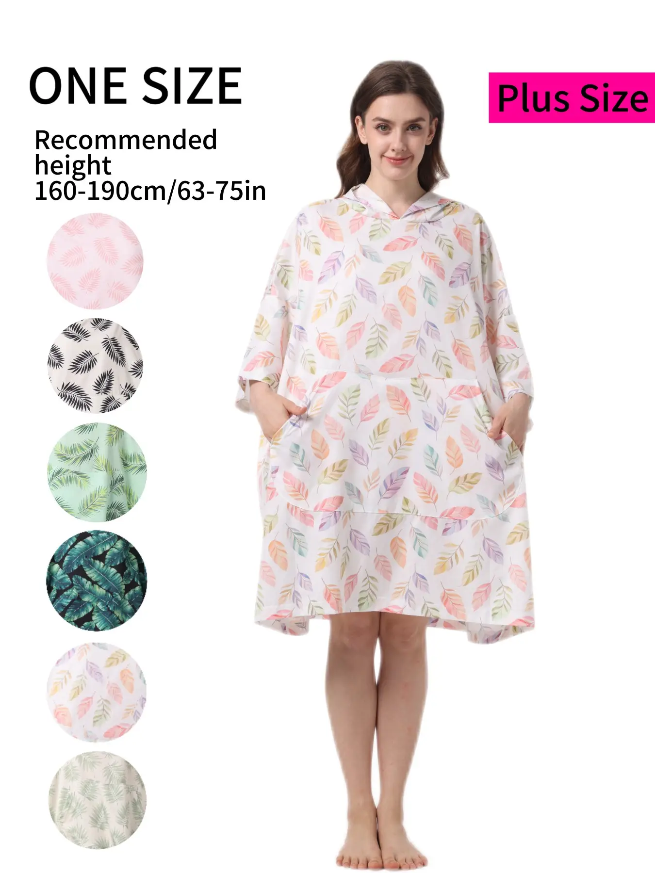 New 2026 Style Men Women Spring Summer Casual Wear, Leaf Pattern Hoodie, Long Sleeve Loose Fit, Breathable Comfort, Knee-Length Design