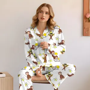 Curious George Monkey Pajamas, Stay Curious Pajamas, Nostalgic Cartoon PJS, Travel & Learning Gift, Curious George PJS