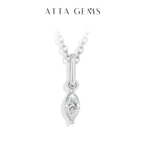 ATTAGEMS N070 3*6 mm Marquise Cut Synthetic Moissanite Necklace, 925 Sterling Silver Unisex Jewelry with Elegant Look, Women's Marriage Engagement Gift for Daily Wear (Engagement Gift Ideas)