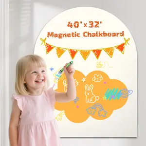 Ultimate Playroom Upgrade! Upgraded Self-Adhesive Magnetic Chalkboard Wall Decal 40"x32". Includes 4 Magnet Sets, Chalk & Pen Holder. No Residue, Easy Install For Kids Room Decor (Ivory White)