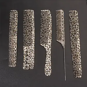 5pcs Leopard Print Hair Comb Set with Sturdy Teeth And Ergonomic Design for All Hair Types