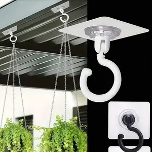 Ceiling Hooks (10 Pack), Kitchen Hooks, Multi-Functional Rotating Hooks, No Drilling Self-Stick Ceiling Hanging Hooks, 360 Degree Rotation