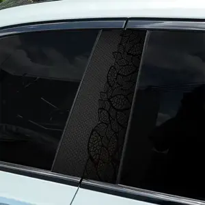 2-Pack Dark Honeycomb Lace Pattern Car B-Pillar Sticker - Easy to Stick and Tear, Self-Adhesive Protective Sticker, Suitable for All Models | Car Exterior Smooth Surface | Durable Plastic Stickers | High Quality Durable | Car Decoration