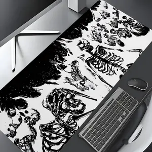 Black and White Skull Hell art Large Gaming Mouse Pad,aesthetic desktop decoration protection pad,rubber pad non-slip lock edge work pad,multi-size mouse pad suitable for laptop,desktop games, work, good gift for kids, Office desk accessories