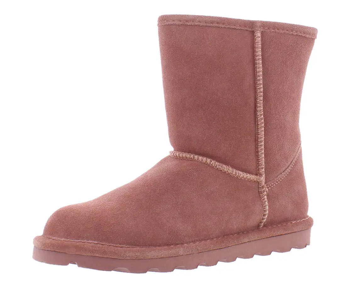 BEARPAW Elle Girly Kids' Short Suede Ankle Winter Boots - Slip On, Comfortable Warm Cold Weather Footwear (Kids Sizes), Bootie, 1 Pair, Prop 65 Safe