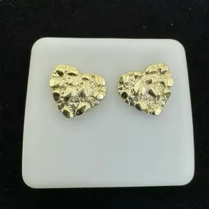 Gold Nugget Heart Earrings