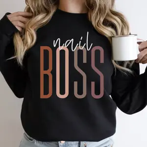 Boho Nail boss Sweatshirt, Nail Tech Shirt, Nail Technician Shirt Gift for Nail Technician Nail Boss Shirt Nail Artist Gifts Unisex crewneck