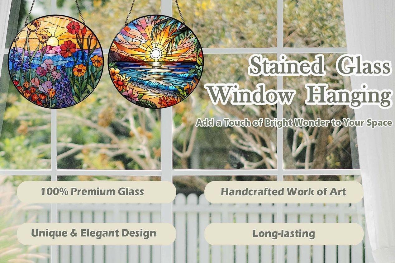 Hummingbird Sun Catcher Stained Glass: Hummingbird Decor Bird Suncatcher, Handmade Window Hanging for Garden Home