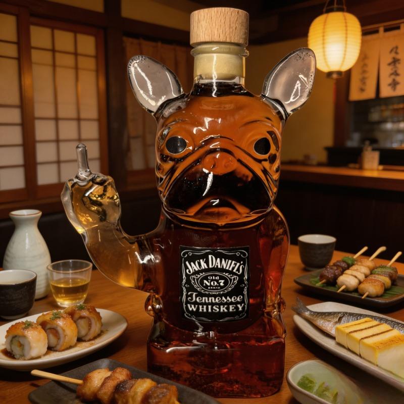 Bulldog Shaped Crystal Glass Whiskey Decanter, Portable Art Wine Storage Ornament for Home Party Festival Use, Exquisite Desktop Decor & Unique Christmas Gift Choice for Men and Couple